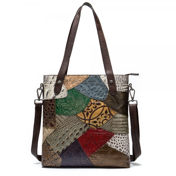 Patchwork Bag Colorful Bag for Women' Shopping Bag Genuine Leather Shoulder Bag