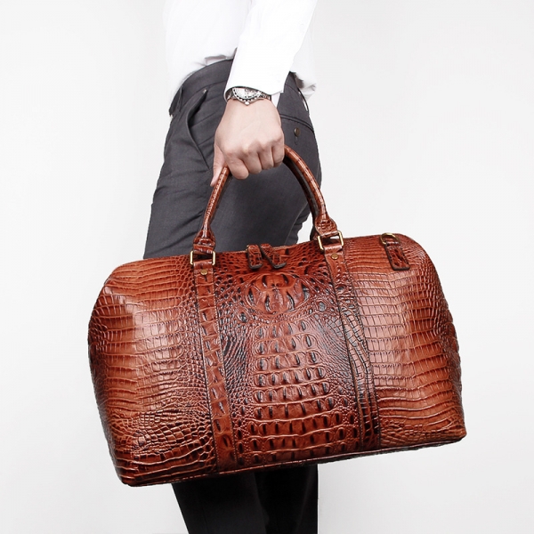 Crocodile Embossed Handbag Genuine Leather Shoulder Bag for Men/Women Crocodile Leather Tote Bags Designer Handle Travel Bag
