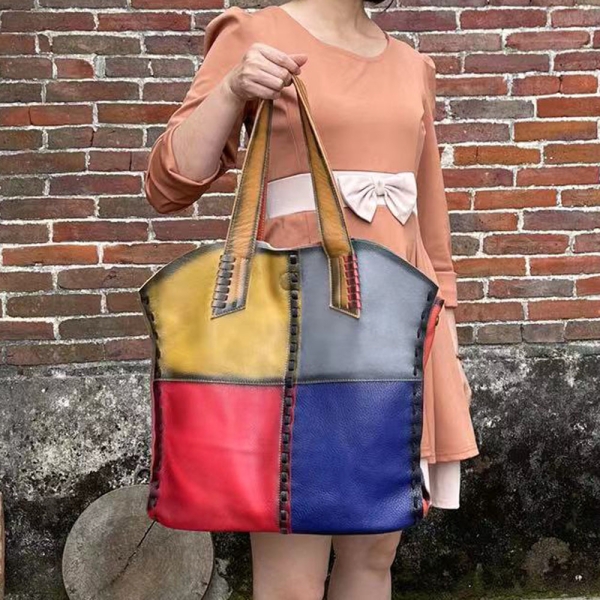 Colorful Patchwork Shoulder Bag Multicolor Tote Bag for Women 100506