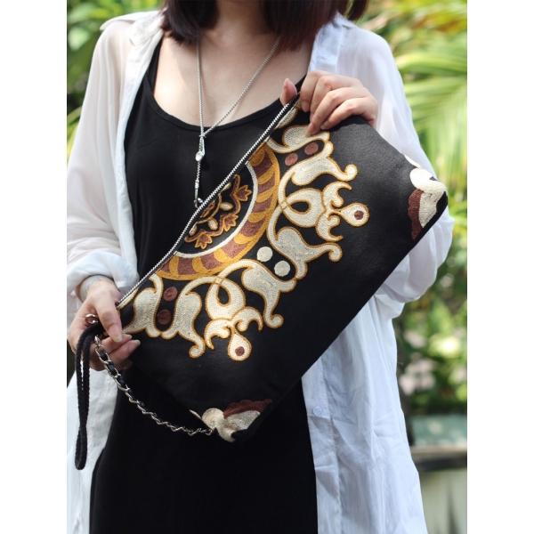 Clutch Bag for Women Evening Bag Ethnic Shoulder Bag Black