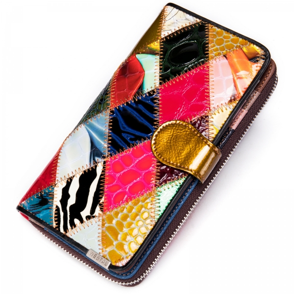Colorful Wallet for Women Genuine Leather Purse Long Wallet
