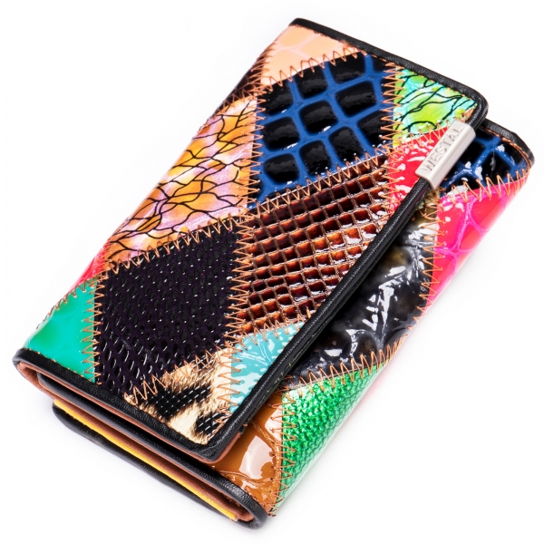 Colorful Wallet Genuine Leather Purse Prismatic Short Wallet