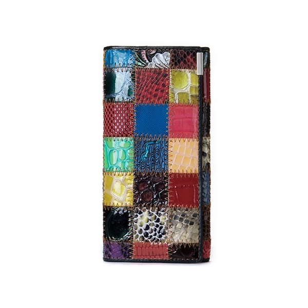 Colorful Wallet Genuine Leather Purse Square Long Wallet
