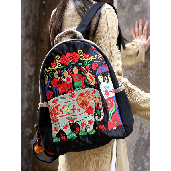 Ethnic Backpack for Women Embroidery Travel Bag Vintage Bag