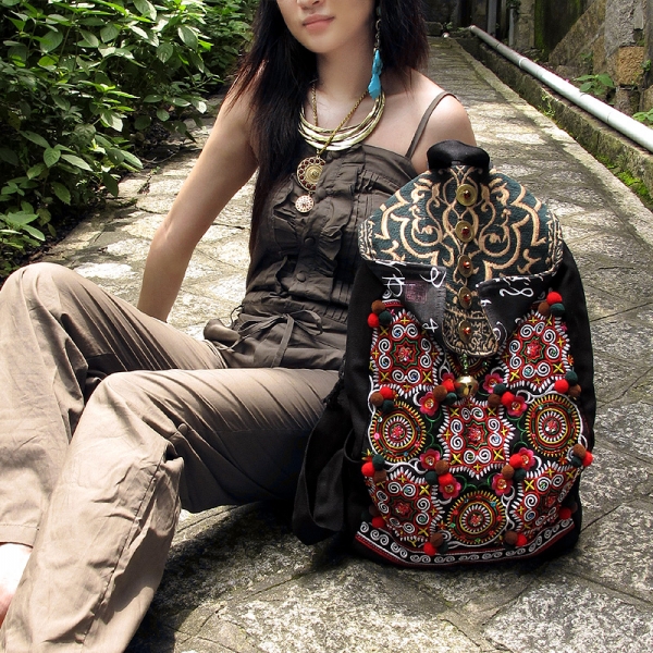 Handmade Hmong Embroidery Backpack for Women Ethnic Backpack