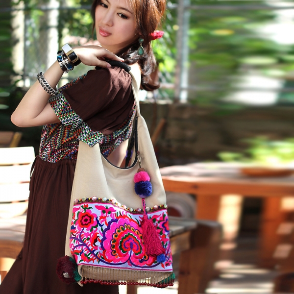 Designer Hmong Embroidery Shoulder Bag for Women Ethnic Shoulder Bag